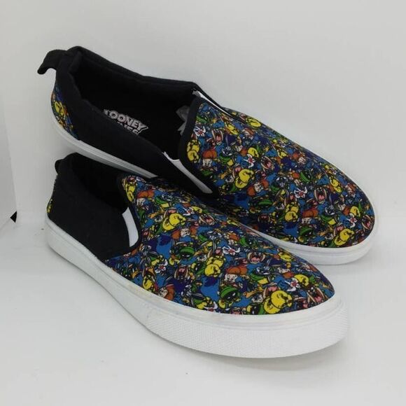 Looney Toons NEW Men's Black with Graphics Slip-on Sneakers - sz. 10 - Picture 1 of 7